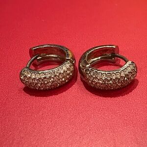 Michael Kors Silver Crystal Hoop Earrings
